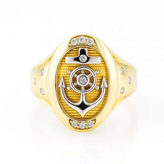 10k Yellow Gold Anchor Ring for Men - Midas Jewelry - West Palm Beach
